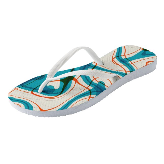 Türkis und Rot Wirbel Flip Flops (Schrägansicht)
