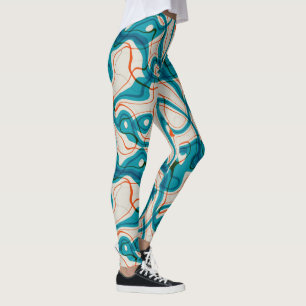Türkis und Rot Wirbel Leggings
