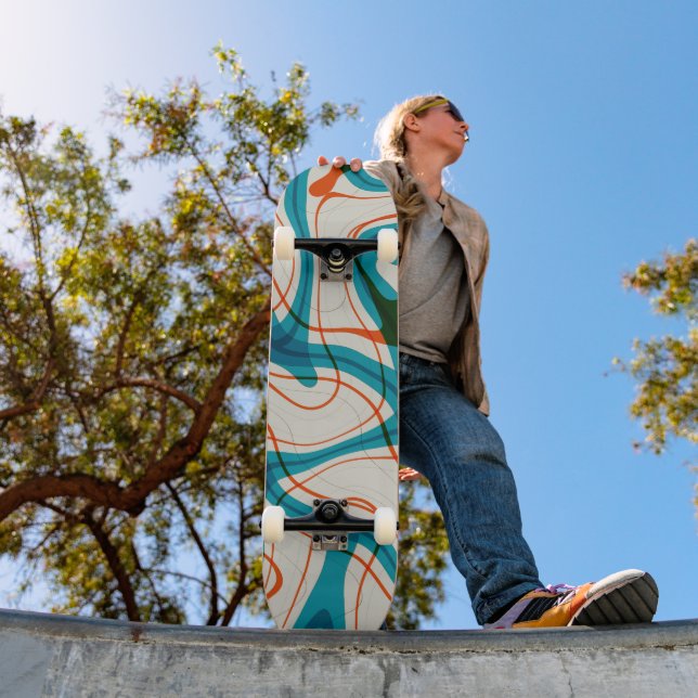 Türkis und Rot Wirbel Skateboard (Außen 1)