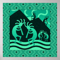 Türkis und schwarz Kokopelli Südwestwand Kunst