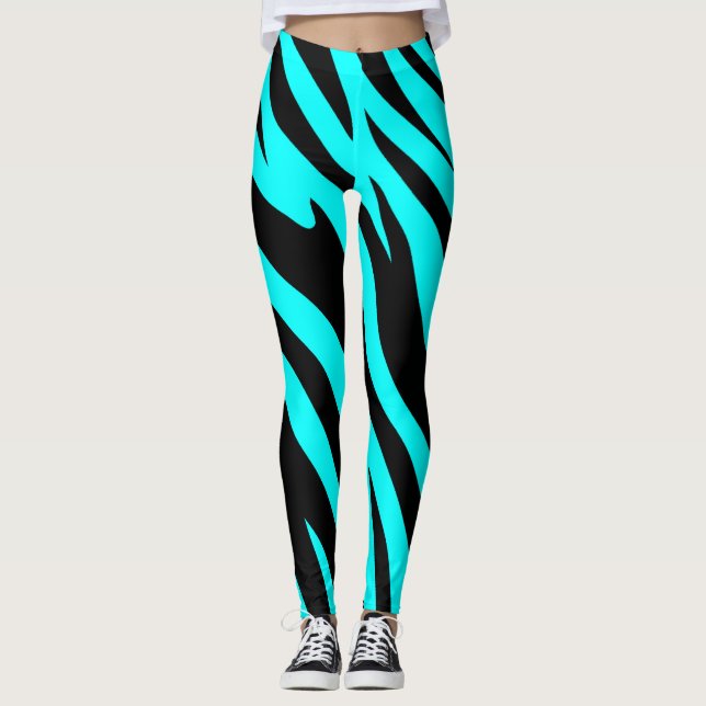 Türkis und Schwarz Leggings (Vorderseite)