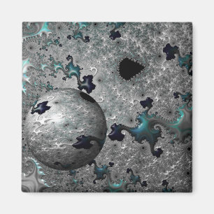Türkis und Silber Mandelbrot mit Sphere Magnet