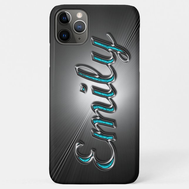 Türkis- und Silberdesign-Name "Emily" Case-Mate iPhone Hülle (Rückseite)