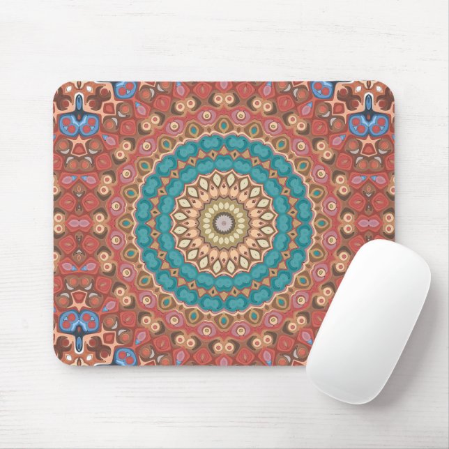 Türkis und Terracotta Geometric Mandala Pattern Mousepad (Mit Mouse)