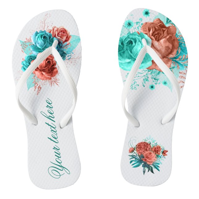 Türkis und tropische Gastgeschenk Hochzeit der Kor Flip Flops (Fußbett)