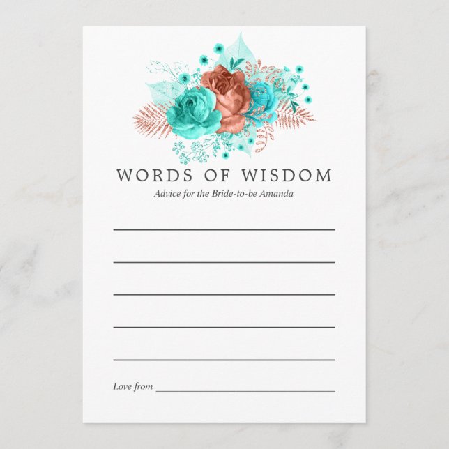 Türkis und tropisches Korallengebirge Hinweiskarte (Vorderseite)