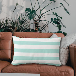 Türkis und weiß, breit, horizontal gestreift lendenkissen
