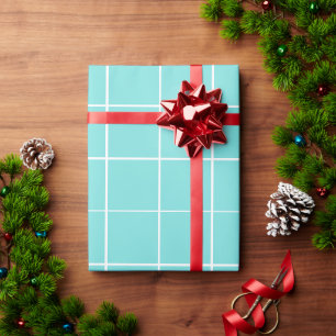 Türkis und Weiß im Gitter Geschenkpapier