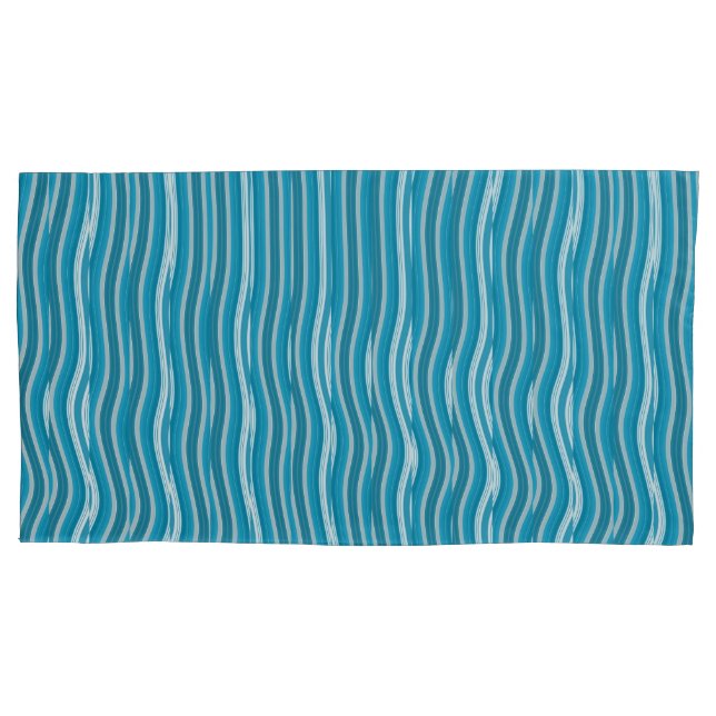 Türkis und Weiß Streifen Kissenbezug (Vorderseite-Links)