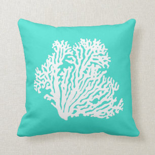 Türkis und weiße Küstendekor-Koralle Kissen