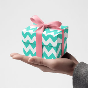 Türkis und weißes kleines Zickzack Geschenkpapier