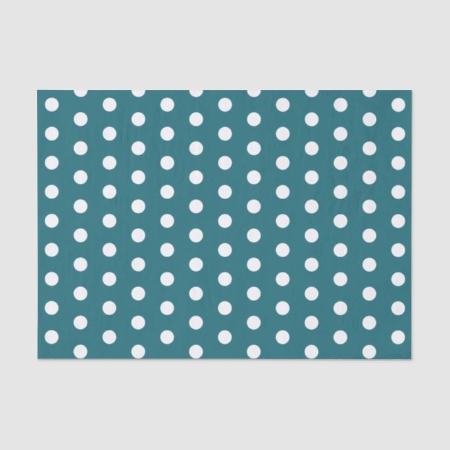 Türkis- und Weißpolka-Punkte Seidenpapier (Vorderseite)