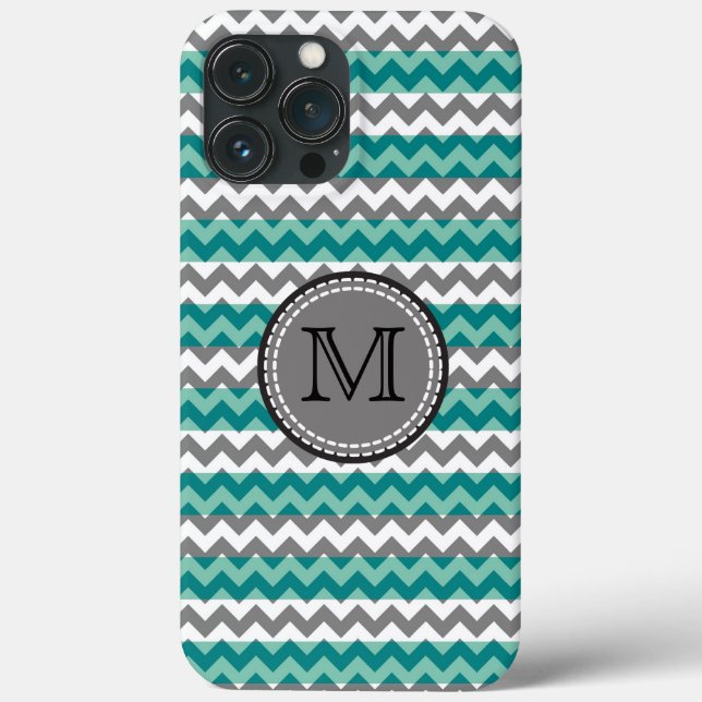 Türkis und Zickzack Zigzag Monogramm Case-Mate iPhone Hülle (Rückseite)