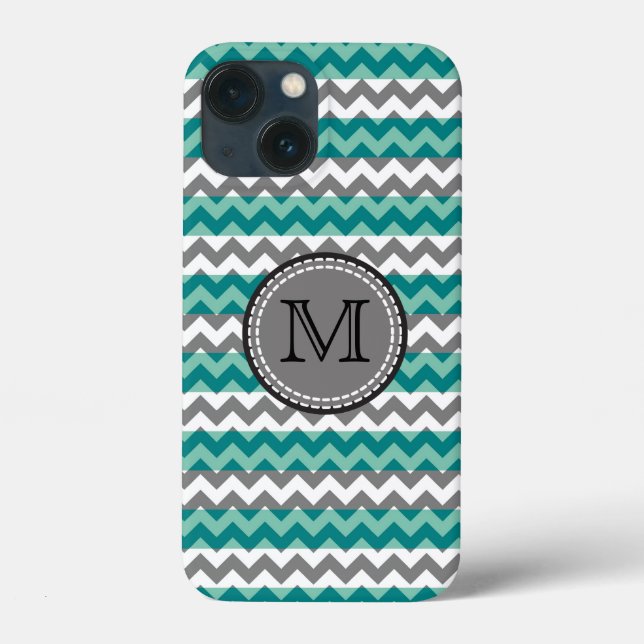 Türkis und Zickzack Zigzag Monogramm Case-Mate iPhone Hülle (Rückseite)