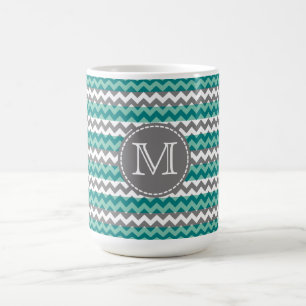 Türkis und Zickzack Zigzag Monogramm Kaffeetasse