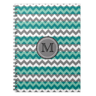 Türkis und Zickzack Zigzag Monogramm Notizblock