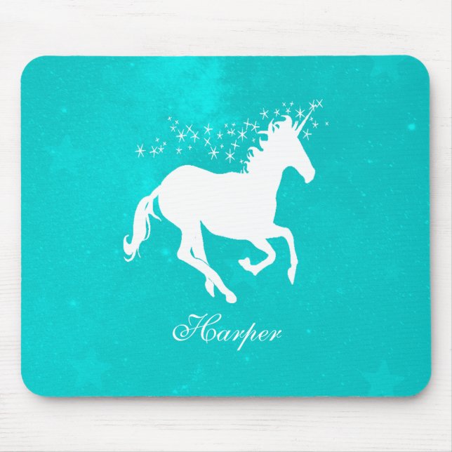 Türkis Unicorn Personalisiert Mouse Pad Mousepad (Vorne)