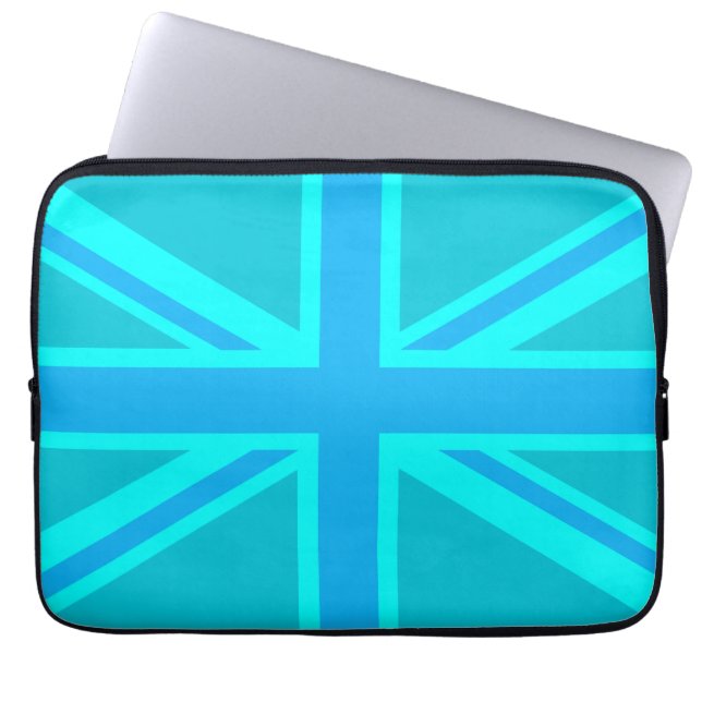 Türkis Union Jack British Flag Laptopschutzhülle (Vorderseite)