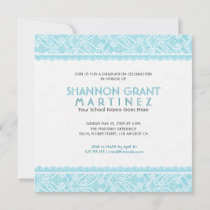 Türkis & Verzierte Spitzen-Elegant Grad Einladung