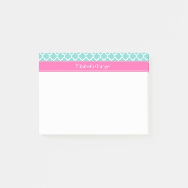 Türkis, was Marokkanisch #5 Hot Pink2 Name Monogra Post-it Klebezettel (Vorderseite)
