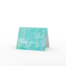 Türkis Watercolor Elegante Typografie Vielen Dank