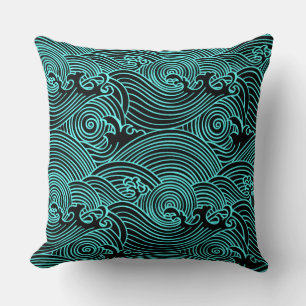 Türkis Waves Euclidean Muster Kissen