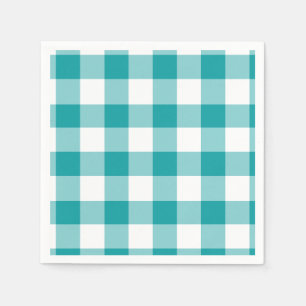 Türkis-Weiß-Gingham-Muster Serviette