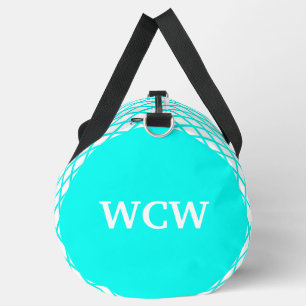Türkis Weiße Harlekin-Diamant-Streifen Personalisi Duffle Bag