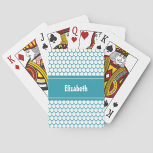 Türkis Weiße Individuelle Personalisierte Namen Ge Spielkarten
