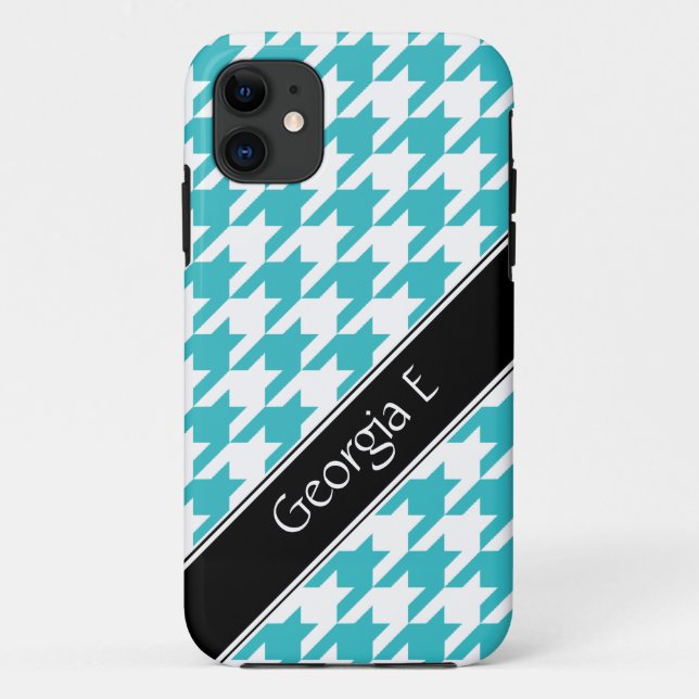 Türkis & Weißes Hahnentrittmuster iPhone 5 Fall Case-Mate iPhone Hülle (Rückseite)