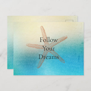 Türkis White Aqua Blue Beach Starfish Postkarte