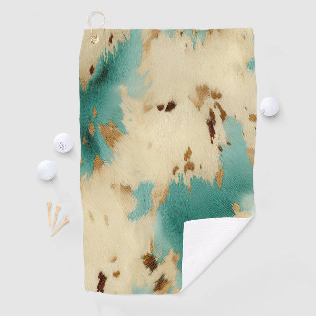 Türkis White Gold Cowhid Golfhandtuch (Insitu)