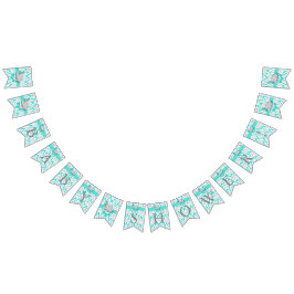 Türkis, White Gray Elephant Babydusche Wimpelkette