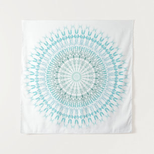 Türkis White Mandala Wandteppich
