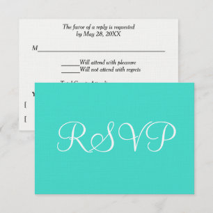 Türkis White Wedding RSVP Karte