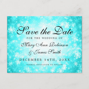 Türkis-Winter-Märchenland elegant Save the Date Ankündigungspostkarte