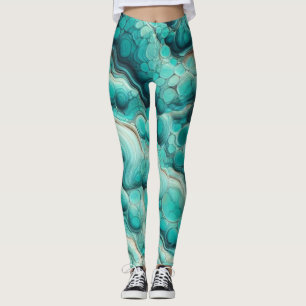 Türkis Wirbel Stone Aqua Leggings