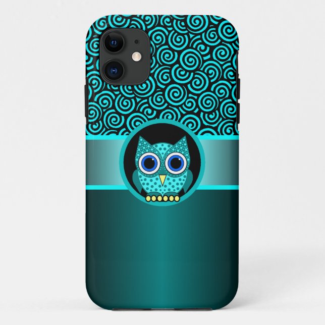 Türkis-Wirbelsmuster mit Eule Case-Mate iPhone Hülle (Rückseite)