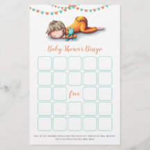 Türkis Yellow Baby Sleeping Bingo Game Card