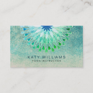 Türkis-Yoga-Lehrer-Lotos-BlumeWatercolor Visitenkarte