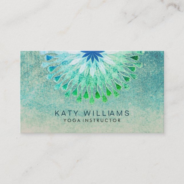 Türkis-Yoga-Lehrer-Lotos-BlumeWatercolor Visitenkarte (Vorderseite)