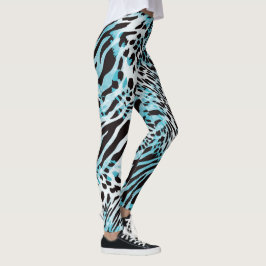 Türkis Zebra Print Abstrakt Leggings