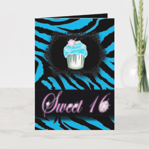 Türkis Zebra print Sweet 16 Karte