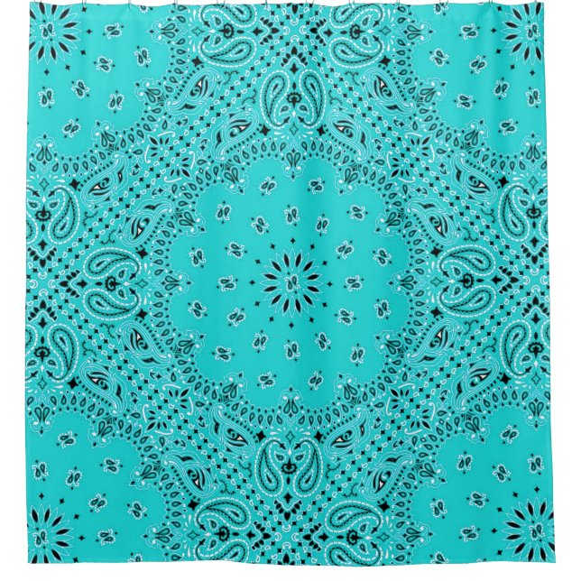 Türkisbandana-Paisley Boho Hippie-Zauber-Land Duschvorhang (Vorderseite)