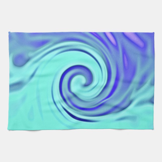 Türkisblau Abstrakte Wave Art Handtuch (Horizontal)