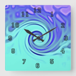 Türkisblau Abstrakte Wave Art Quadratische Wanduhr