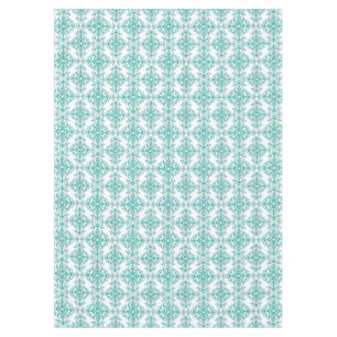 Türkisblau (Aqua) und weißer Extravaganter BlumenD Tischdecke