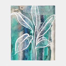 Türkisblau & Aquamarin Moderne botanische Wasserfa Fleecedecke