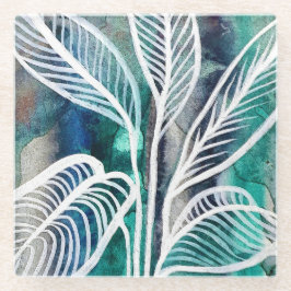 Türkisblau & Aquamarin Moderne botanische Wasserfa Glasuntersetzer