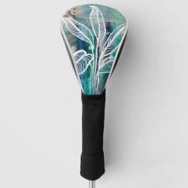 Türkisblau & Aquamarin Moderne botanische Wasserfa Golf Headcover